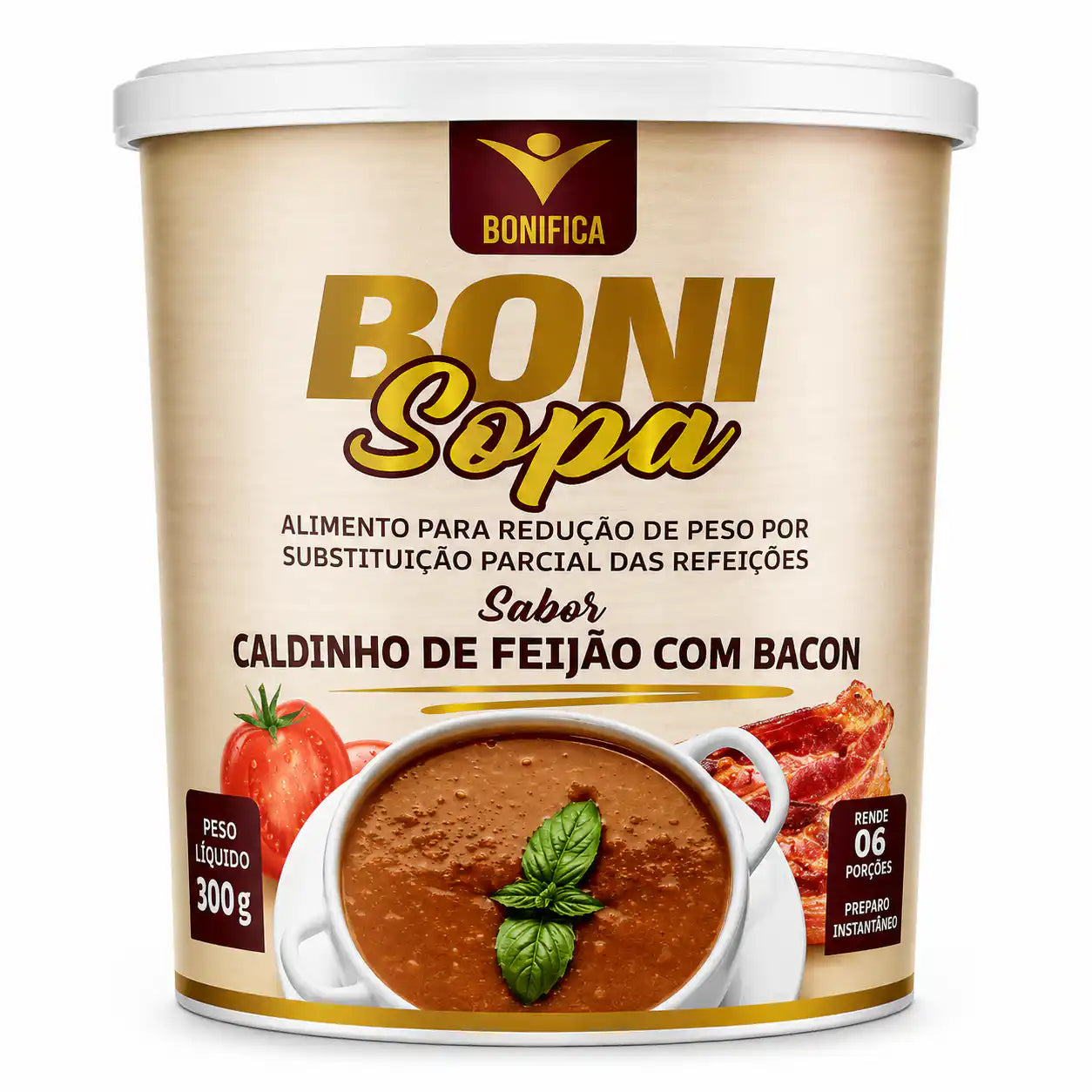 Boni Sopa Caldinho de Feijão com Bacon 180g (Bonifica) – Jantar Fit, Substitutos de Refeição e Emagrecimento (Vitadrop)