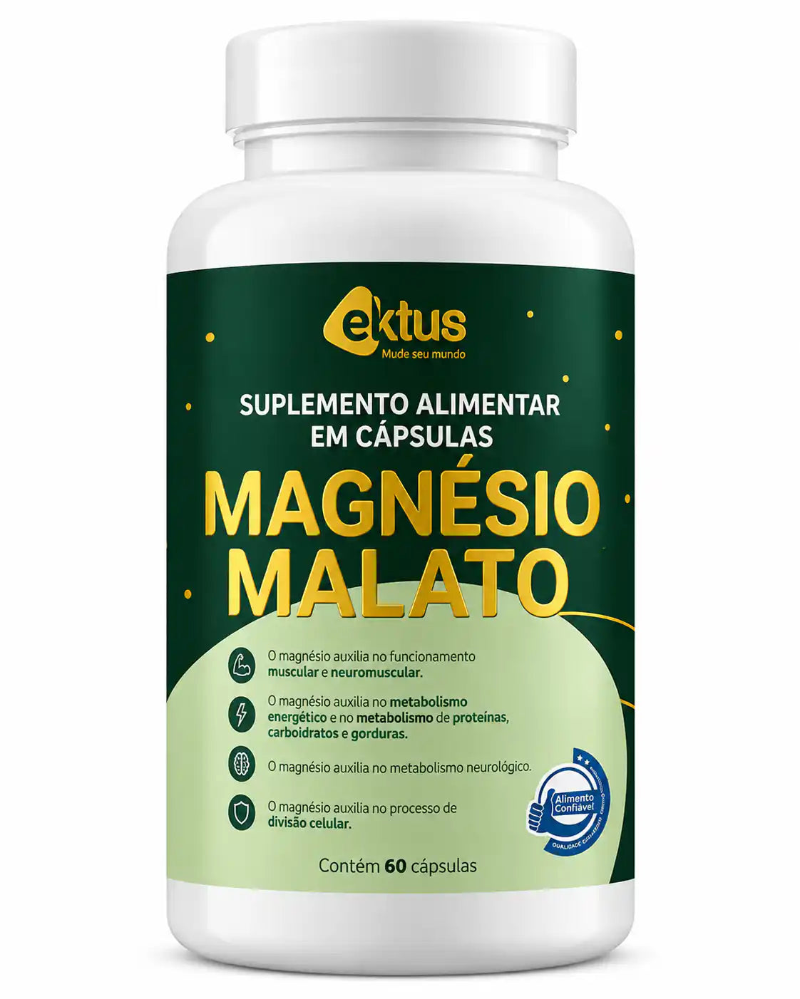 Magnésio Malato 60 Cápsulas (Ektus) – Energia, Performance Muscular e Metabolismo (Ektus)
