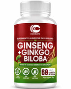 Ginseng + Ginkgo Biloba 60 Cápsulas (Combate) – Memória, Foco, Energia e Circulação (Vitadrop)
