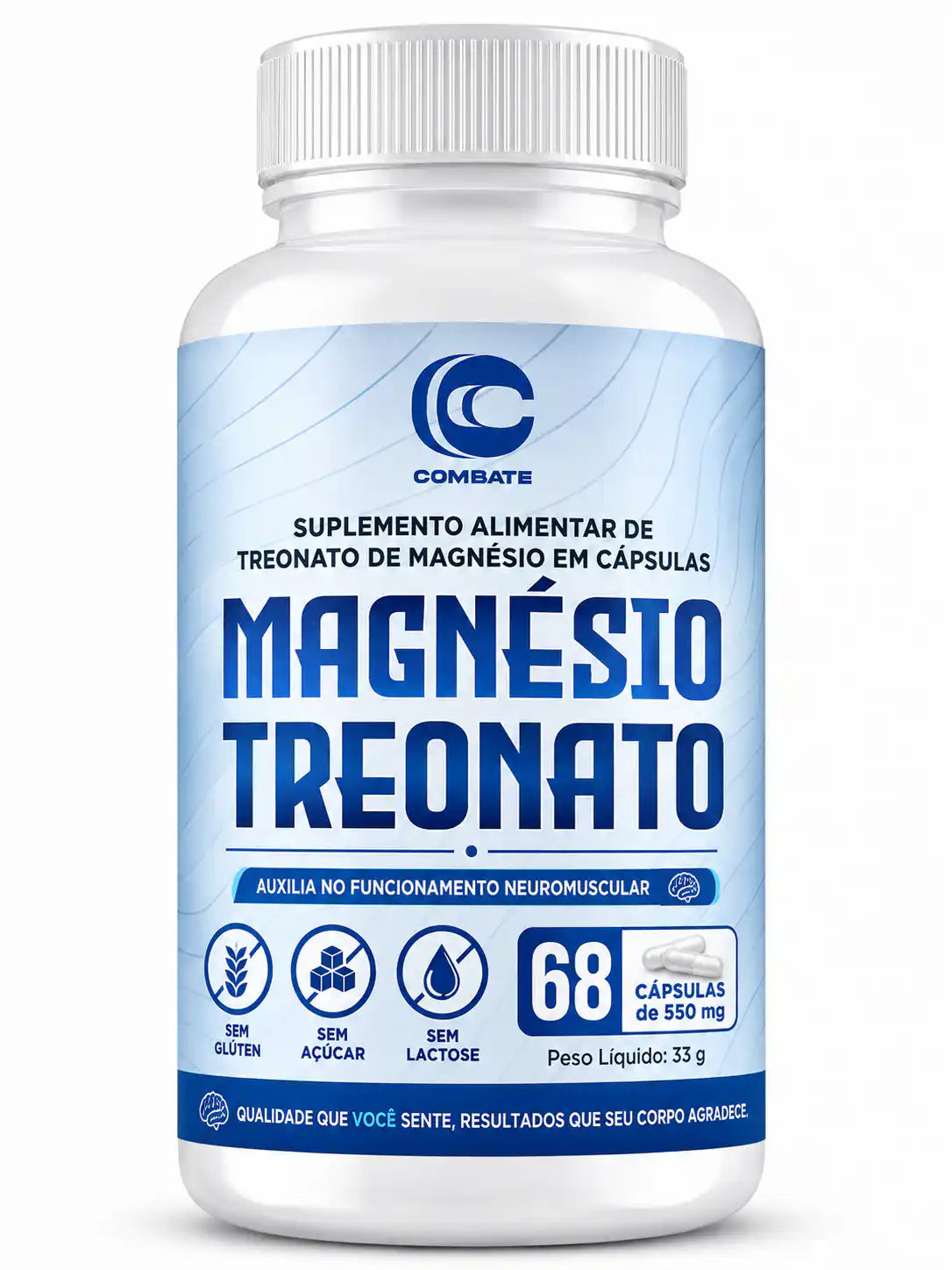 Magnésio Treonato 60 Cápsulas (Combate) – Memória, Sono Reparador e Foco Mental (Vitadrop)