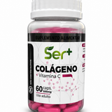 Ser+ Colágeno + Vitamina C (500mg) – Suporte para Firmeza da Pele, Cabelos e Unhas (60 Cápsulas)