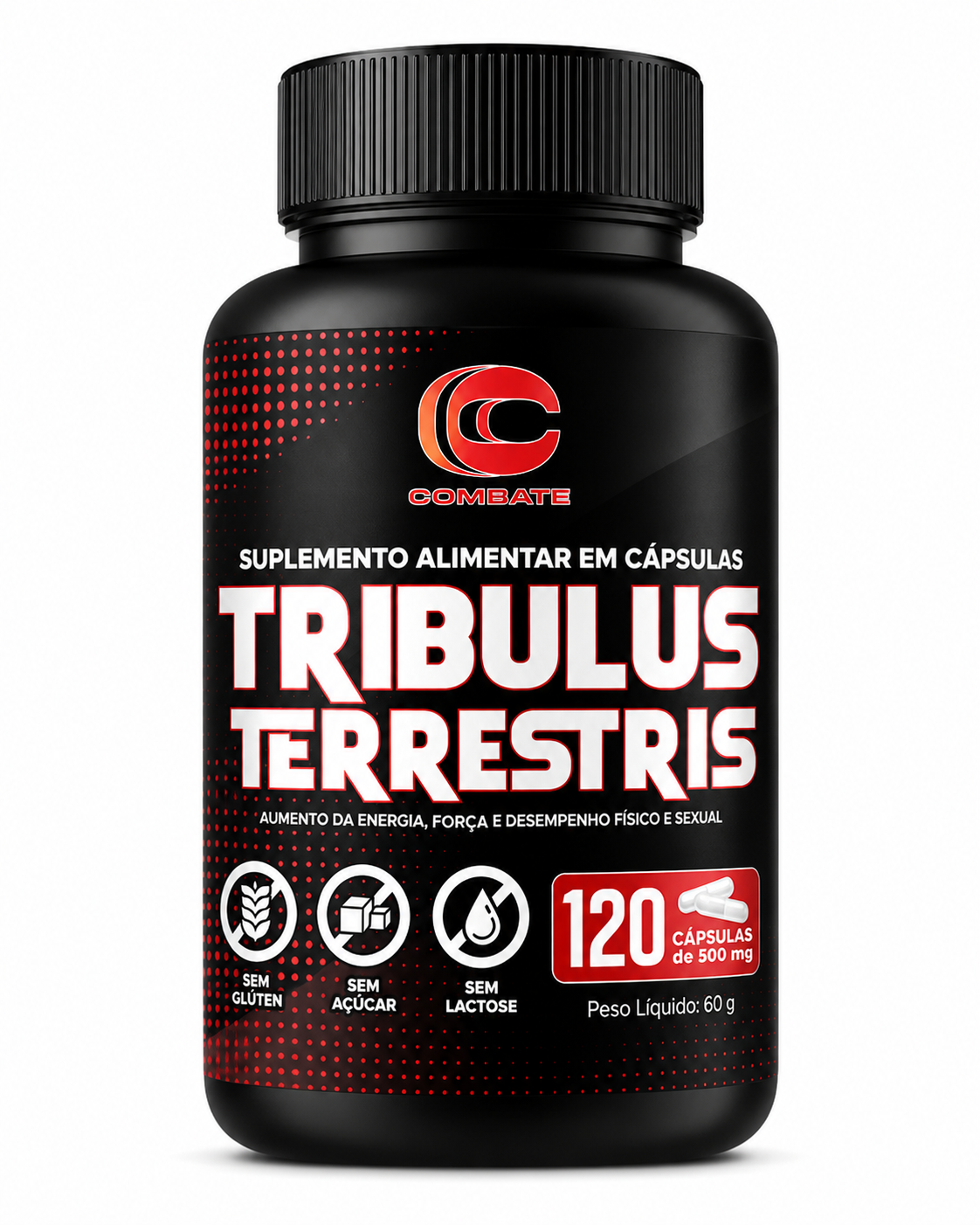 Tribulus Terrestris Combate (120 Cápsulas) – Suporte Natural para Libido, Massa Muscular e Equilíbrio Hormonal