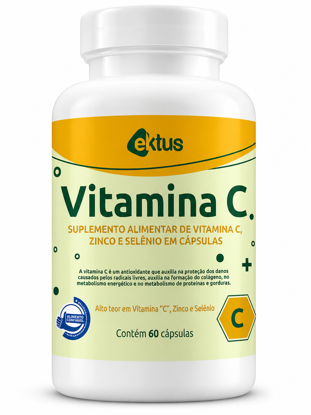 Vitamina C 1000mg + Zinco e Selênio Ektus – Imunidade, Colágeno e Proteção Antioxidante (Ektus)