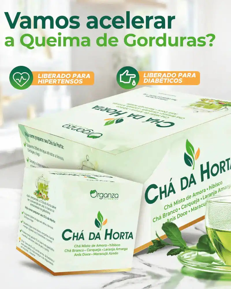 Caixa Chá da Horta 64 Sachês (Organza) – Detox, Seca Barriga, Menopausa e Praticidade (Vitadrop)