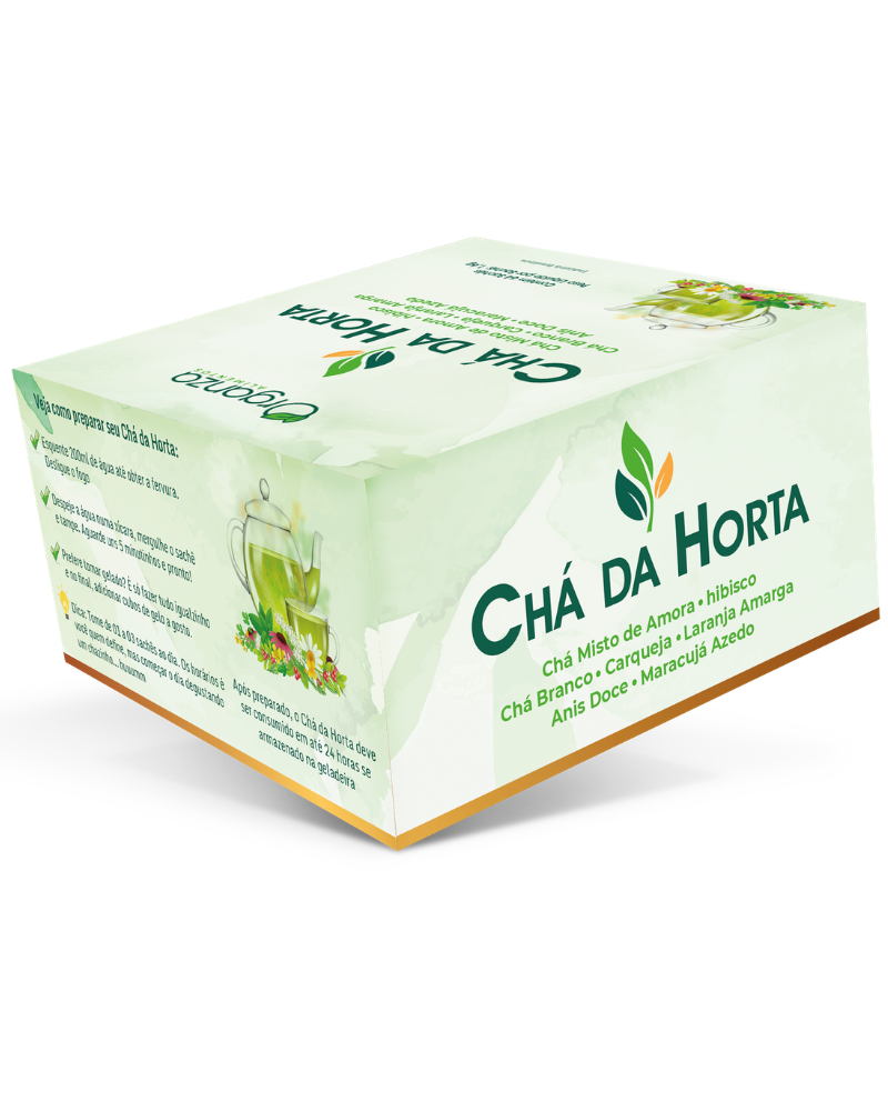 Caixa Chá da Horta 64 Sachês (Organza) – Detox, Seca Barriga, Menopausa e Praticidade (Vitadrop)