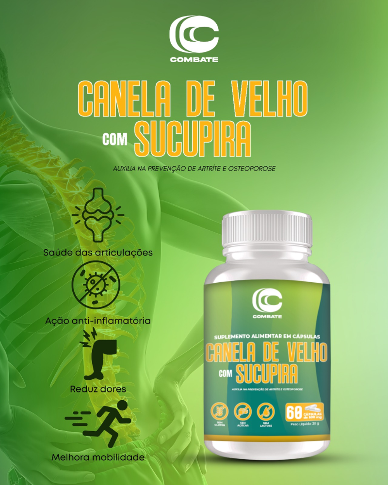 Canela de Velho com Sucupira 60 Cápsulas (Combate) – Anti-inflamatório Natural e Alívio das Articulações (Vitadrop)