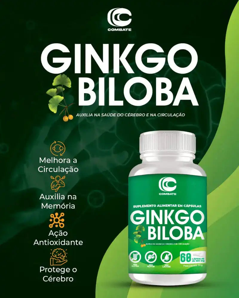 Ginkgo Biloba 60 Cápsulas (Combate) – Saúde do Cérebro, Foco e Circulação (Vitadrop)