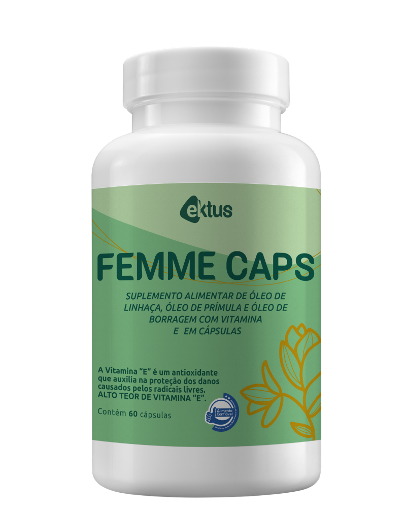 Femme Caps Ektus 60 Cápsulas – Blend de Linhaça, Prímula e Borragem para o Bem-Estar Feminino (Ektus)
