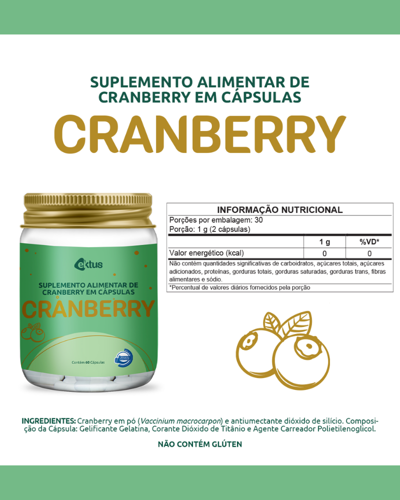 Cranberry 60 Cápsulas (Ektus) – Suporte ao Trato Urinário e Antioxidante Natural (Ektus)