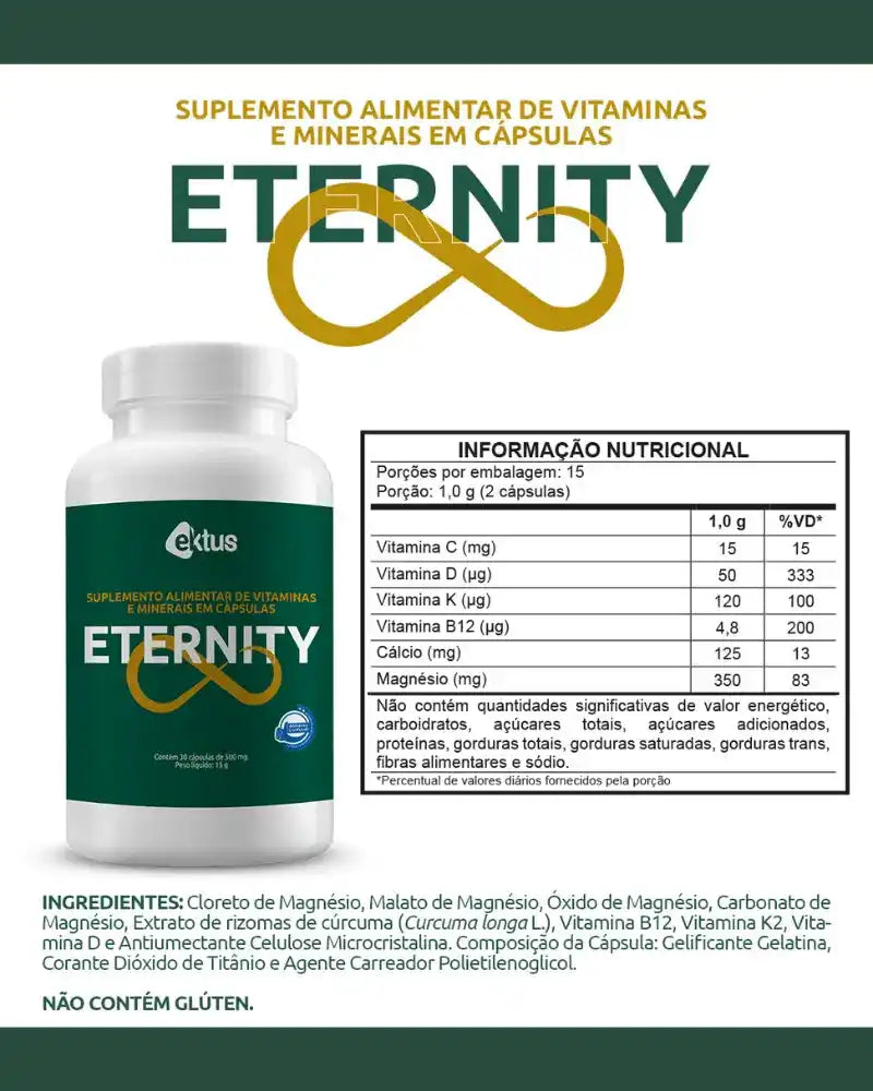 Eternity Ektus – Complexo de 4 Magnésios, Cúrcuma, Cálcio, Vitamina D e K2 (Ektus)