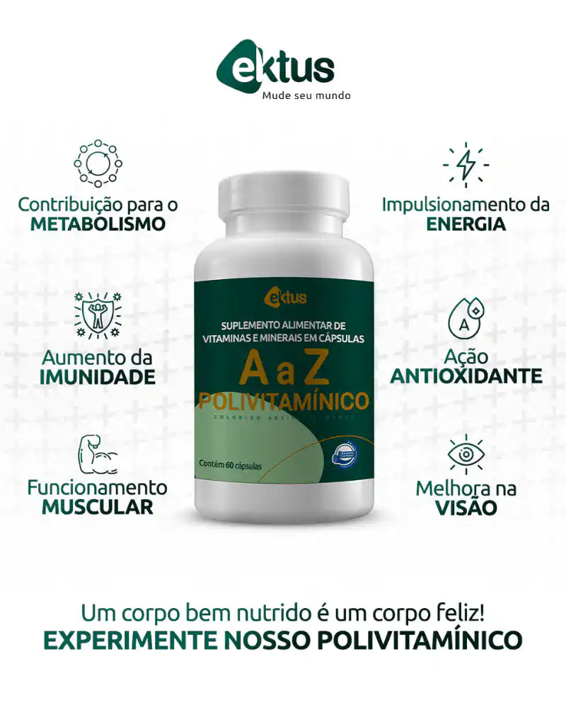 Polivitamínico A a Z Ektus 60 Cápsulas – Energia, Imunidade e Nutrição Essencial (Ektus)