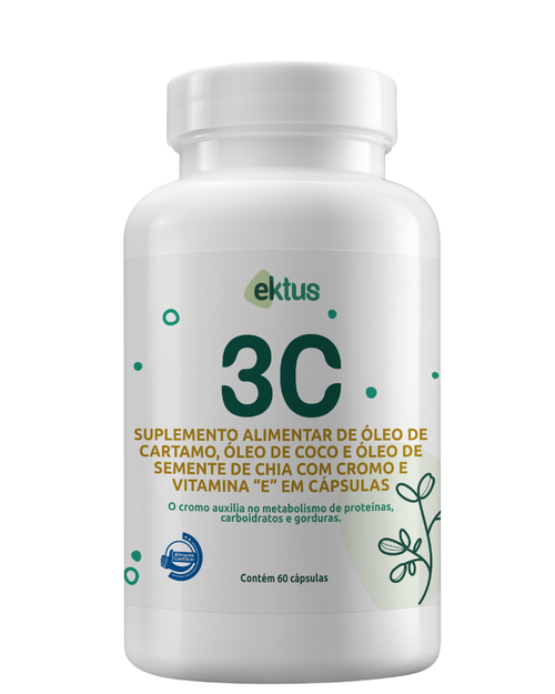 3C Ektus 60 Cápsulas – Óleo de Cártamo, Coco, Chia, Cromo e Vitamina E (Ektus)