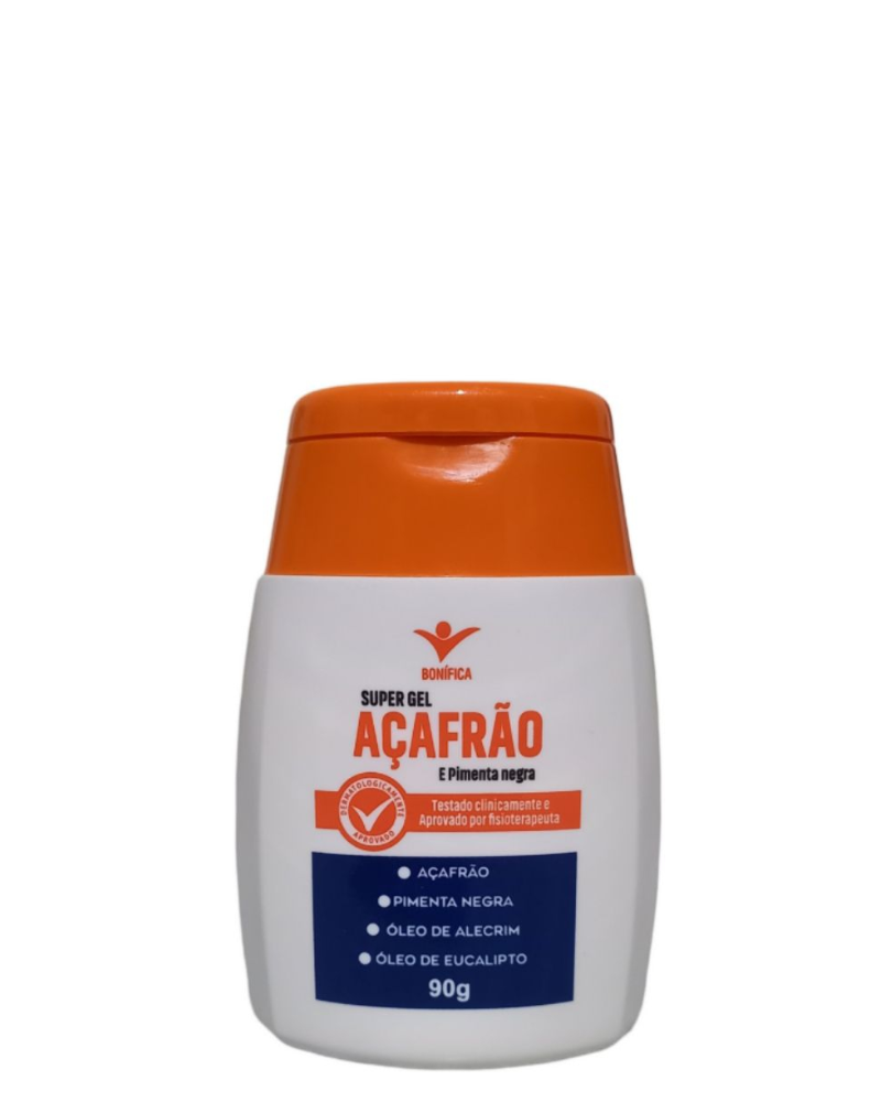 Super Gel Açafrão e Pimenta Negra Bonífica (90g) – Alívio Intenso e Natural para Músculos e Articulações