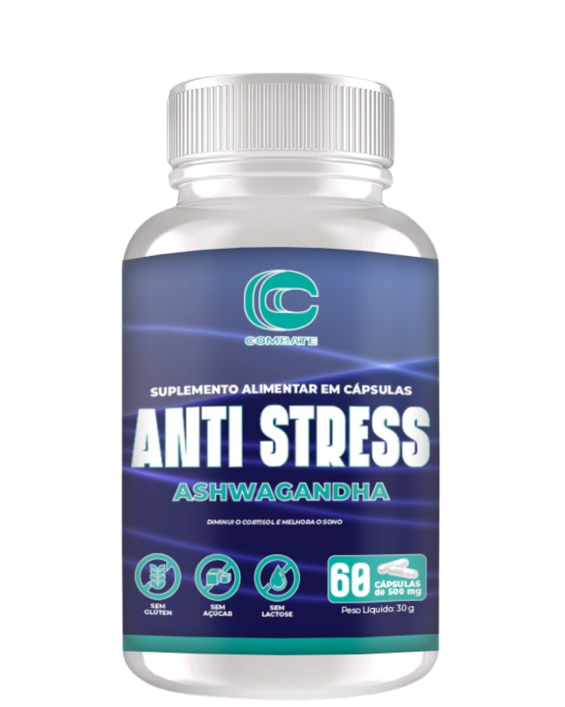 Anti Stress Ashwagandha Combate (60 Cápsulas) – O Adaptógeno Natural para Redução de Cortisol, Foco e Sono Reparador