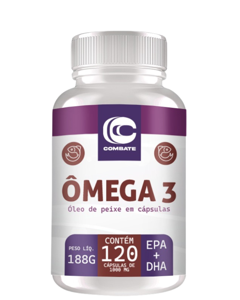 Ômega 3 Combate 120 Cápsulas – Óleo de Peixe de Alta Pureza (EPA + DHA) | Saúde Cardiovascular e Cognitiva