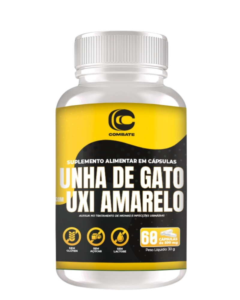 Unha de Gato com Uxi Amarelo Combate (60 Cápsulas) – Composto Natural para Saúde Feminina, Anti-inflamatório e Suporte Imunológico