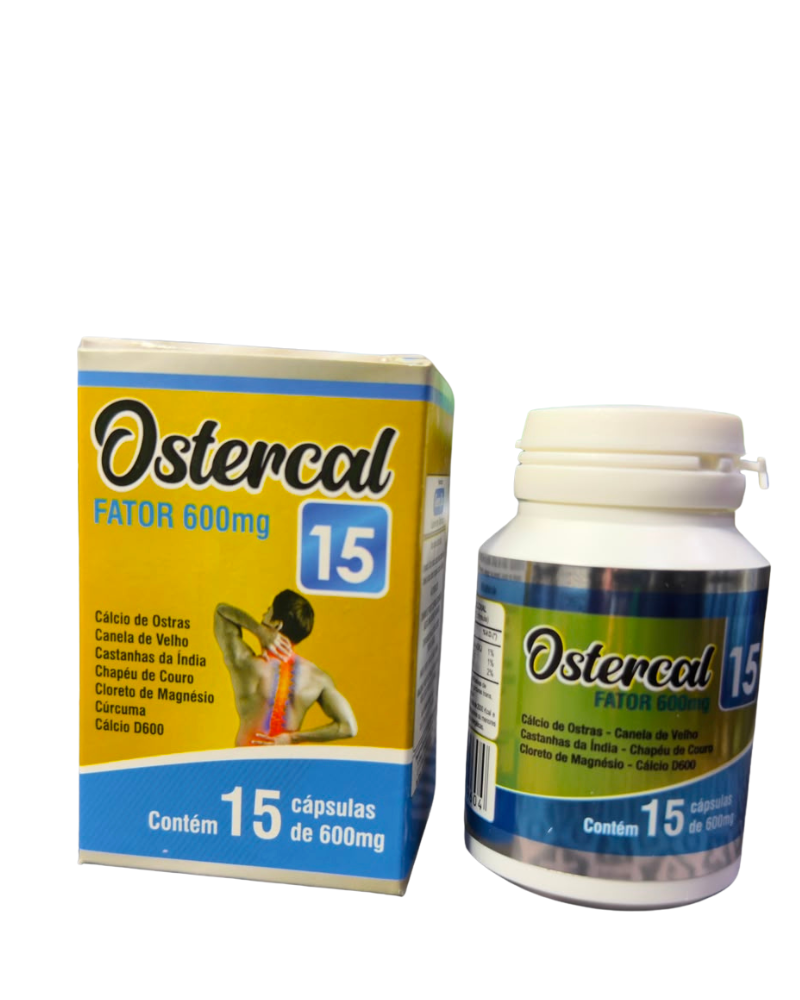 Ostercal Fator 600mg – Composto de Cálcio, Canela de Velho e Cúrcuma para Saúde dos Ossos e Articulações
