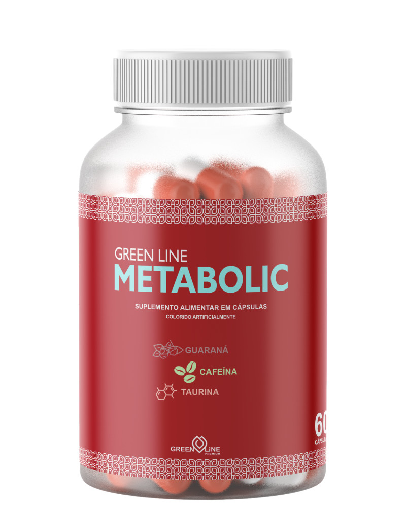 Metabolic Green Line 60 Cápsulas – Termogênico 100% Natural com Guaraná, Cafeína e Taurina para Energia e Queima de Gordura