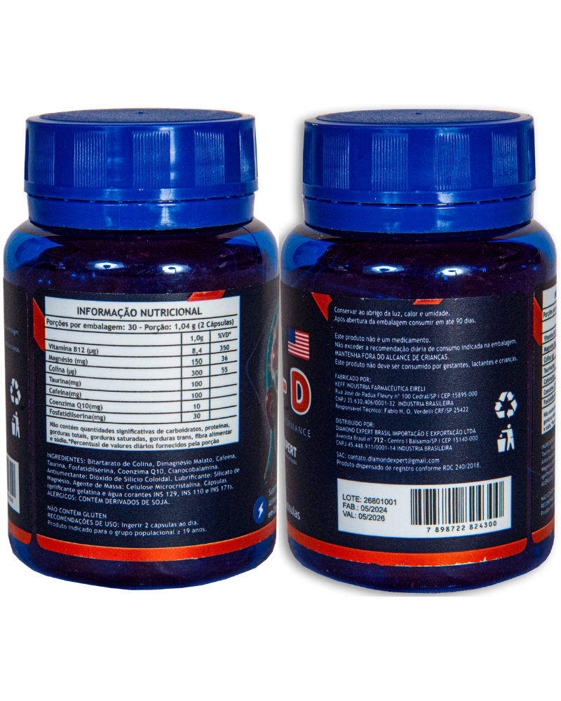 NZT-D Diamond Expert 60 Cápsulas – Nootrópico de Alta Performance para Foco, Memória e Energia Mental