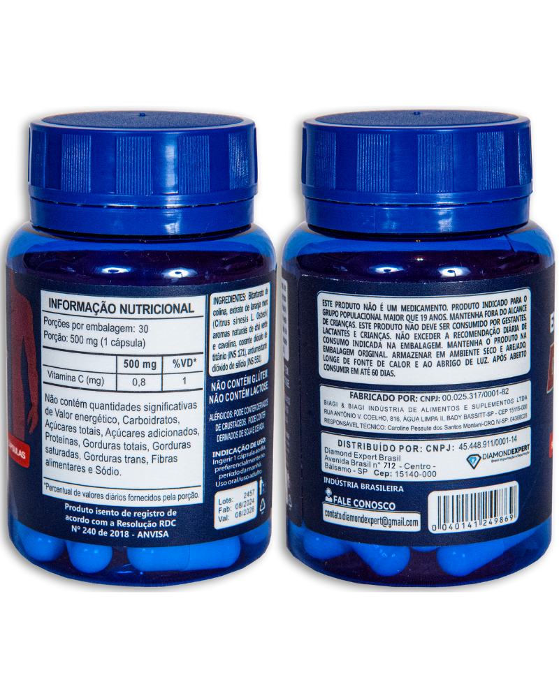 Expert Detox Diamond Expert 30 Cápsulas – Suporte Metabólico com Colina e Extrato de Laranja Moro