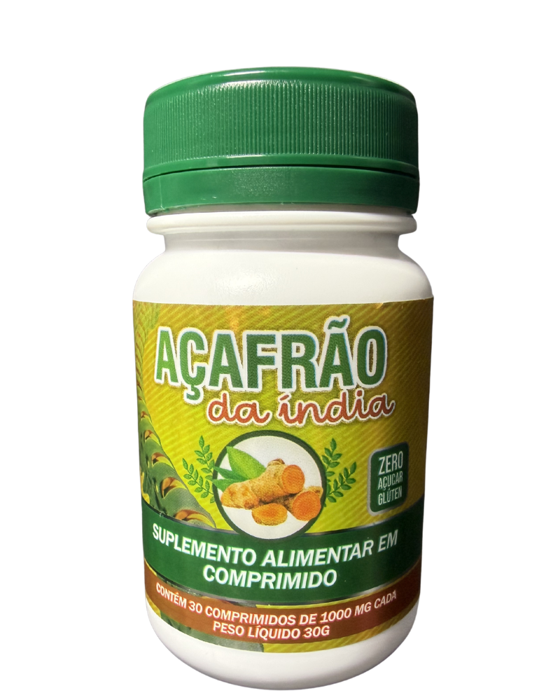 Açafrão da Índia (Cúrcuma) 1000mg – Suplemento Anti-inflamatório e Antioxidante Natural (30 Comprimidos)