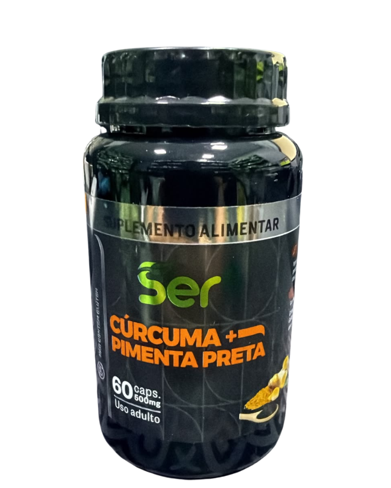 Ser+ Cúrcuma + Pimenta Preta (500mg) – Suplemento Anti-inflamatório de Alta Absorção (60 Cápsulas)