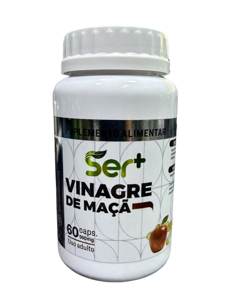 Ser+ Vinagre de Maçã (500mg) – Suplemento Natural para Digestão, Desintoxicação e Equilíbrio Metabólico (60 Cápsulas)